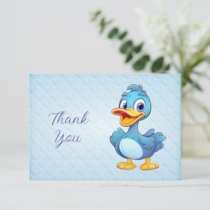 Tarjeta de agradecimiento del pato azul