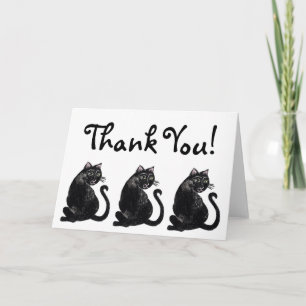 Tarjeta de agradecimiento del patrón de gato negro
