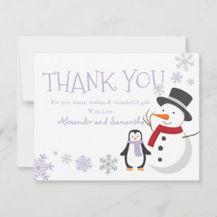 Tarjeta de agradecimiento del pingüino del muñeco 