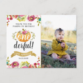 Tarjeta de agradecimiento del primer cumpleaños de