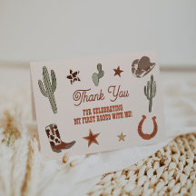 Tarjeta de agradecimiento del primer rodeo Cumplea