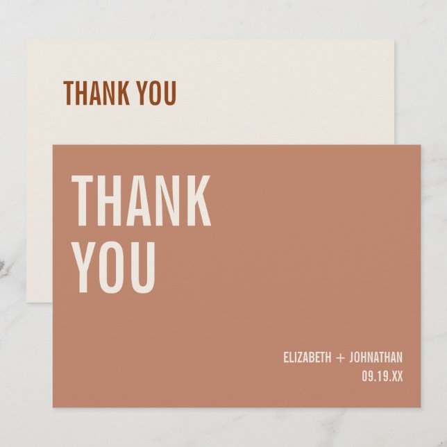 Tarjeta de agradecimiento del simple Boda de tipog (Anverso / Reverso)