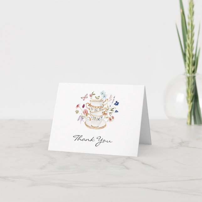 Tarjeta de agradecimiento del Tea Party (Floral Tea Party Thank You Card by Painted Paperie
)