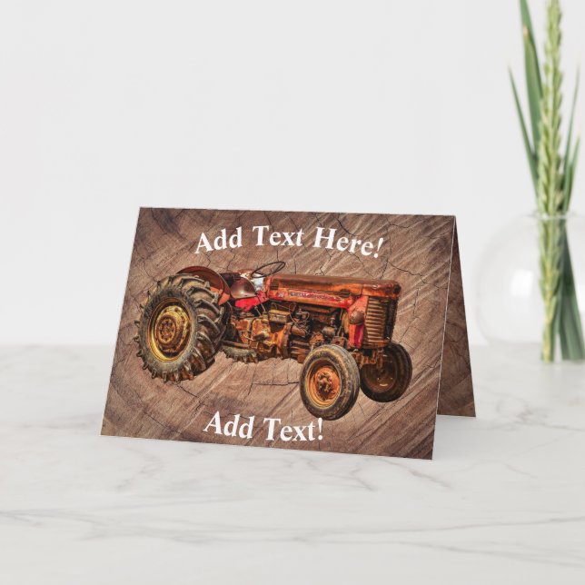 Tarjeta de agradecimiento del Tractor Rojo Antiguo (Anverso)