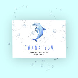 Tarjeta De Agradecimiento Delfín acuarela - gracias bebé ducha