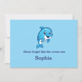 Tarjeta De Agradecimiento Delfín Azul Feliz y Lindo Dibujo Animado Criatura 