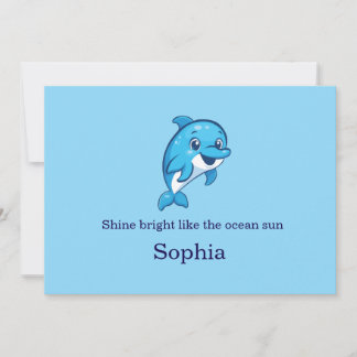 Tarjeta De Agradecimiento Delfín Azul Feliz y Lindo Dibujo Animado Criatura