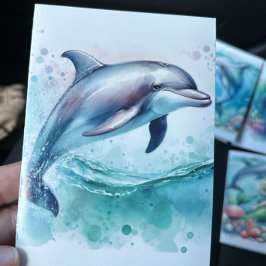 Tarjeta De Agradecimiento Delfín Bajo el Mar Costero