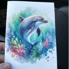 Tarjeta De Agradecimiento Delfín Costero Bajo el Mar