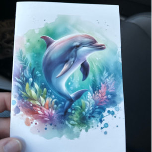 Tarjeta De Agradecimiento Delfín Costero Bajo el Mar