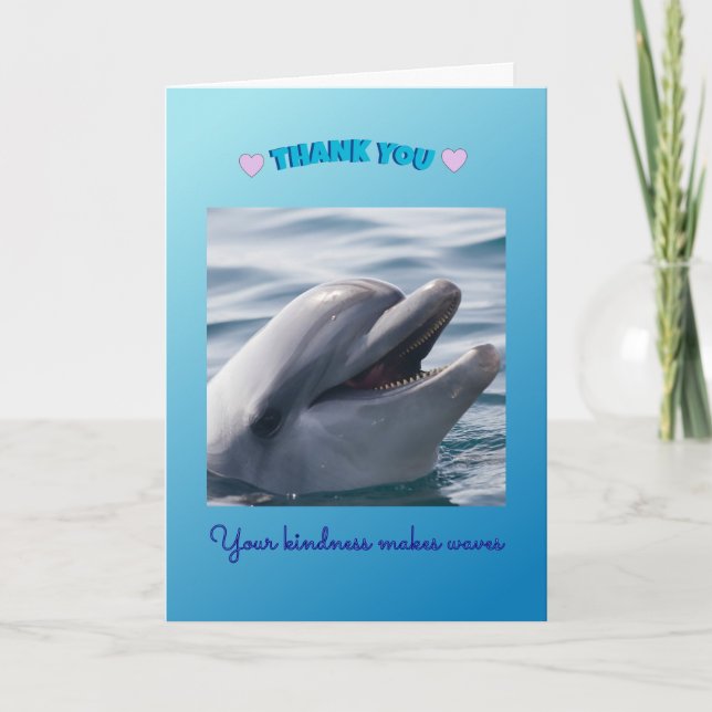 Tarjeta De Agradecimiento Delfín Oceánico Alegre  (Anverso)