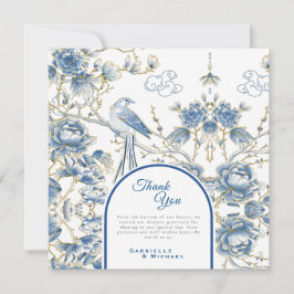 Tarjeta De Agradecimiento Delft Blue Floral Chinoiserie Porcelain Boda