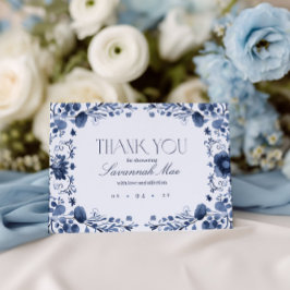 Tarjeta de agradecimiento Delft Blue Toile | Mensa