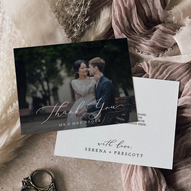 Tarjeta De Agradecimiento Delicada caligrafía Dark Photo Overlay (Subido por el creador)