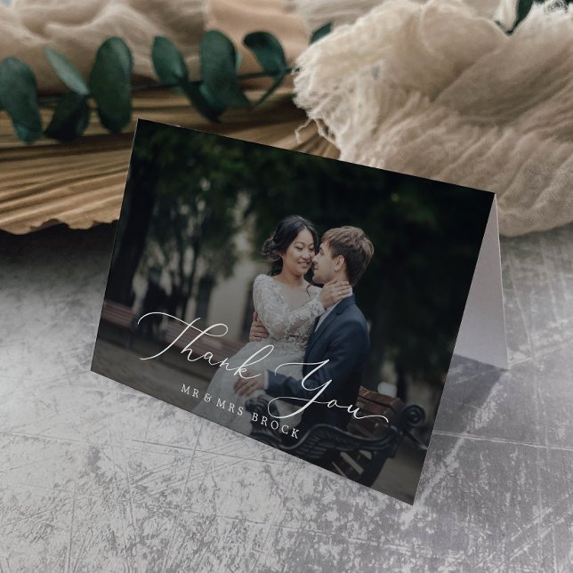 Tarjeta De Agradecimiento Delicada caligrafía Dark Photo Overlay (Subido por el creador)