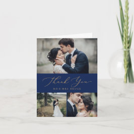 Tarjeta De Agradecimiento Delicada caligrafía de oro | Collage de fotos Nava