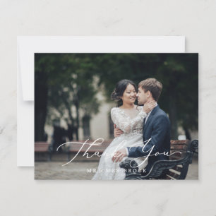 Tarjeta De Agradecimiento Delicada caligrafía negra foto oscura