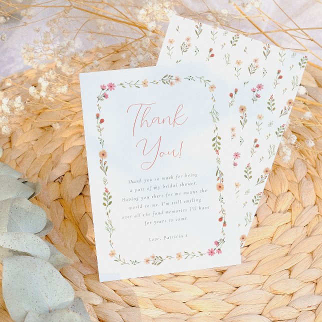 Tarjeta De Agradecimiento Delicada ducha nupcial floral de flores silvestres (Subido por el creador)