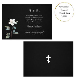 Tarjeta De Agradecimiento Delicada Flor Blanca Funeral Cristiano Ortodoxo  