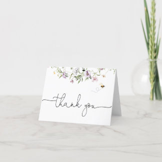 Tarjeta de agradecimiento delicada flor silvestre