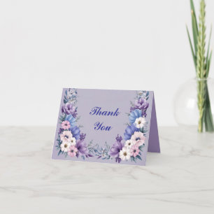 Tarjeta De Agradecimiento Delicadas flores de verano azules, blancas, rosada