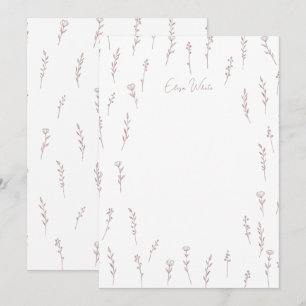 Tarjeta De Agradecimiento Delicadas flores silvestres arte lineal rosa nombr