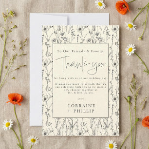 Tarjeta De Agradecimiento Delicado boda de estampado de flores silvestres