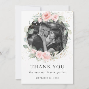 Tarjeta De Agradecimiento Delicado Boda de flores rosadas de Rubor