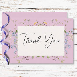 Tarjeta De Agradecimiento Delicado Boho Wildflowers Boda Rosa