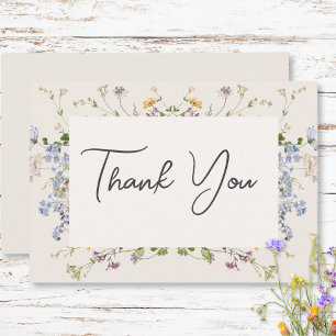 Tarjeta De Agradecimiento Delicado Boho Wildflowers Cream Boda