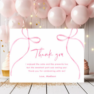 Tarjeta De Agradecimiento Delicado cumpleaños de Bow Rosado