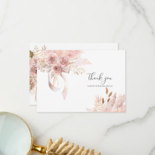 Tarjeta De Agradecimiento Delicado Floral Rosa Bohemiana