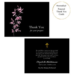 Tarjeta De Agradecimiento Delicado Funeral Cristiano Ortodoxo Rosa
