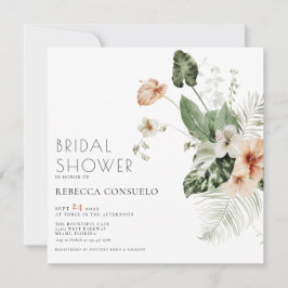 Tarjeta De Agradecimiento Delicado Rubor Floral Greenery Bridal Shower Invi