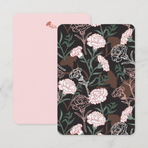 Tarjeta De Agradecimiento Delicados claveles rosados con flores de hojas ver
