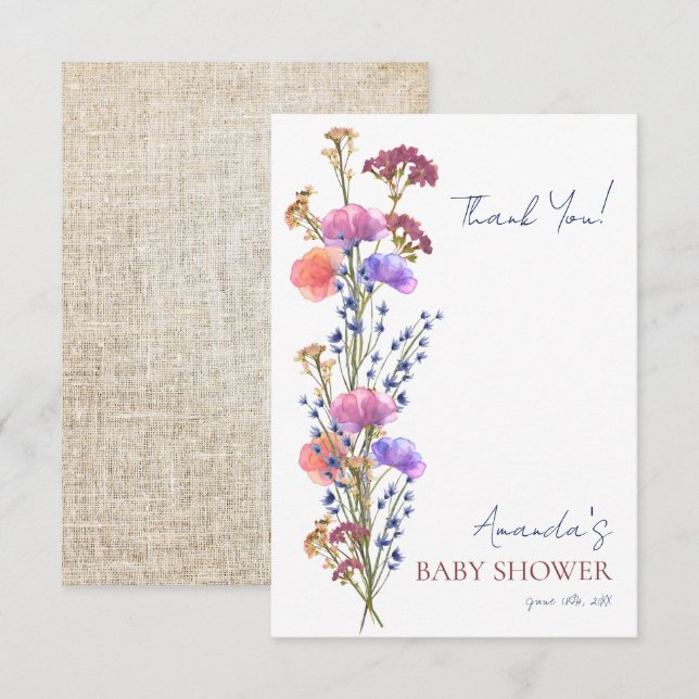 Tarjeta De Agradecimiento Delicate Acrylic Floral Bouquet Baby Shower (Anverso / Reverso)