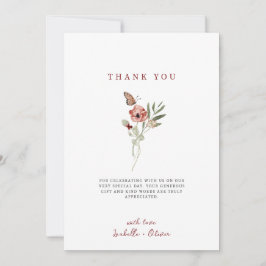 Tarjeta De Agradecimiento Delicate Fall Floral Butterfly Bouquet