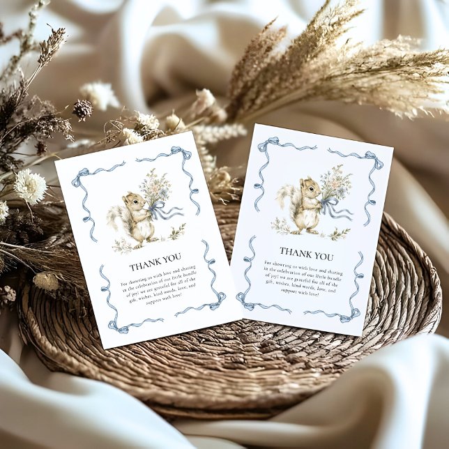 Tarjeta De Agradecimiento Delicate Floral Woodland Squirrel Thank You Card  (Subido por el creador)