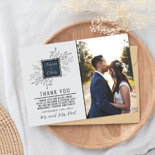 Tarjeta De Agradecimiento Delicate Foliage Azul acero Boda