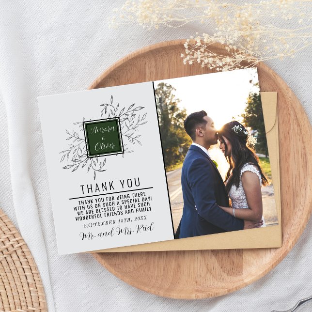 Tarjeta De Agradecimiento Delicate Foliage | Verde de sabio profundo | Boda (Subido por el creador)