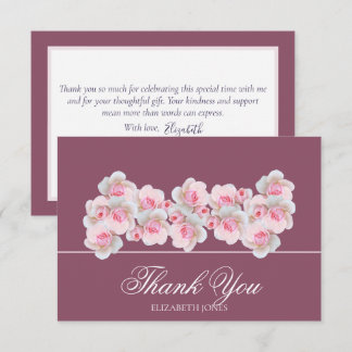 Tarjeta De Agradecimiento Delicate Pink Roses Floral Bridal Shower Thank You