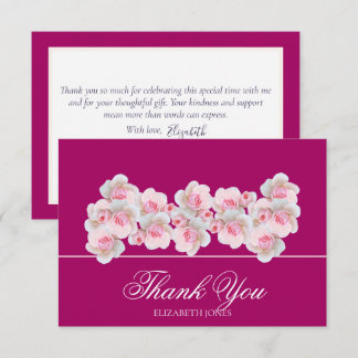 Tarjeta De Agradecimiento Delicate Pink Roses Floral Bridal Shower Thank You