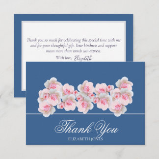 Tarjeta De Agradecimiento Delicate Pink Roses Floral Bridal Shower Thank You