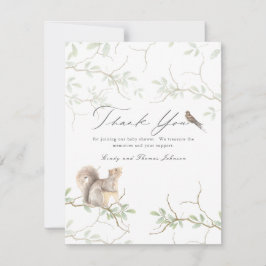 Tarjeta De Agradecimiento Delicate Woodland Forest Squirrel Baby Shower