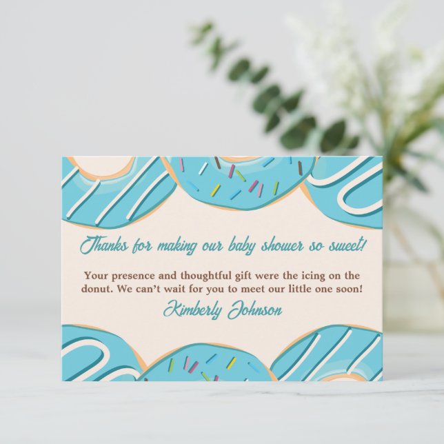 Tarjeta De Agradecimiento Delicia de Donut Azul (Anverso de pie)