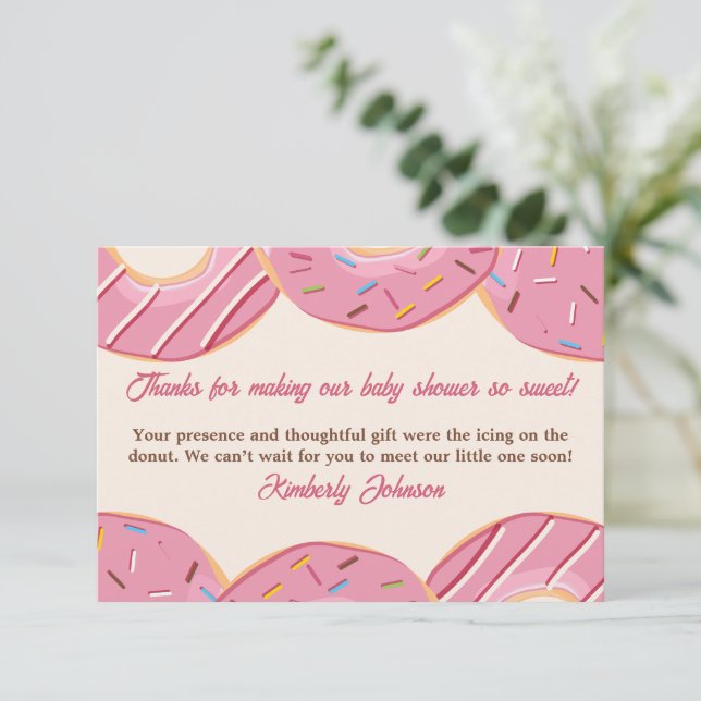 Tarjeta De Agradecimiento Delicia de Donut Rosa  (Anverso de pie)