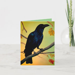 Tarjeta De Agradecimiento Deliciosa Diversión Raven En La Rama Gracias C