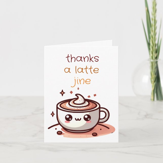 Tarjeta De Agradecimiento delicioso A Latte Coffee Gracias Cartas (Anverso)