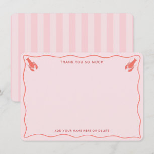Tarjeta De Agradecimiento Delicioso Naranja Rosa Lobster Doodle Bridal Showe