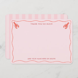 Tarjeta De Agradecimiento Delicioso Naranja Rosa Lobster Doodle Bridal Showe